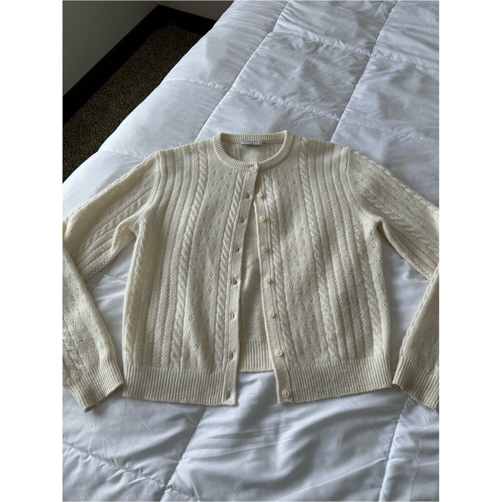 Aritzia Sunday Best Sweet Spot Wool Cardigan Light Birch Size S Cottagecore - Picture 9 of 9